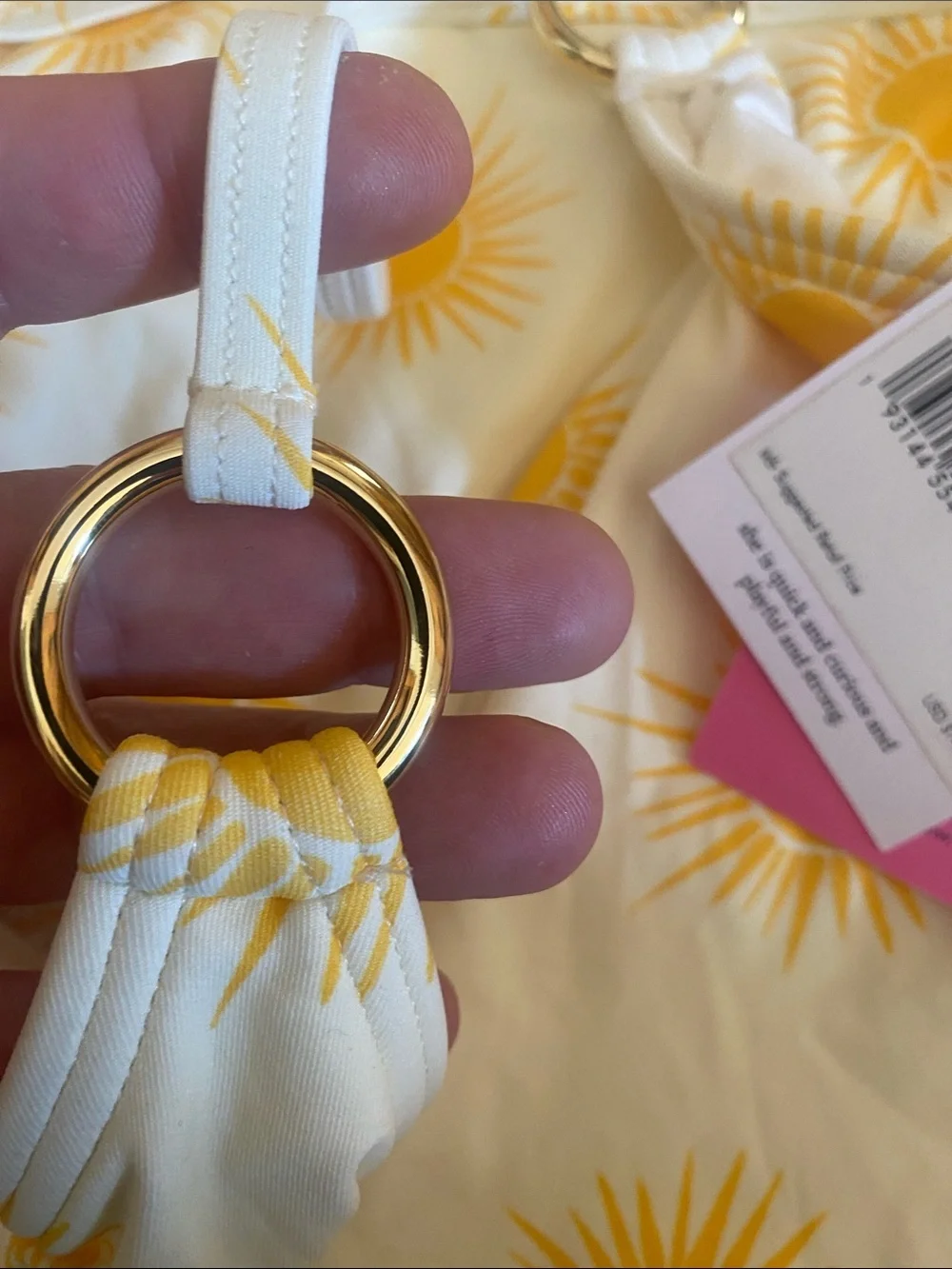 NWT Kate Spade White and Yellow Sunburst Strappy One-Piece Swimsuit size S